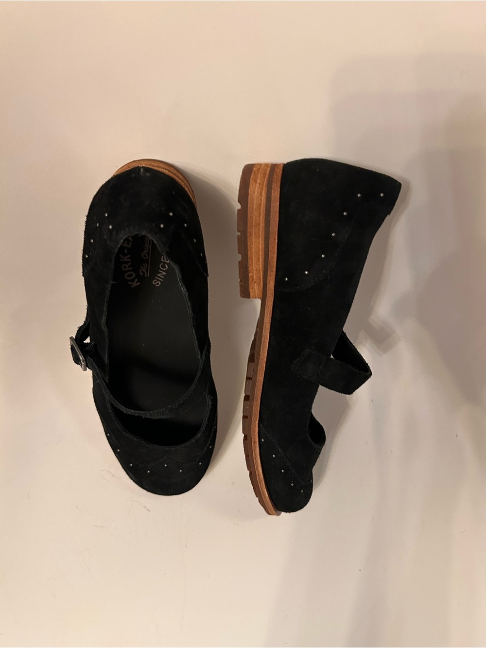 Kork-Ease Black Suede Mary Jane Loafers with Stud Detail - Picture 6 of 16